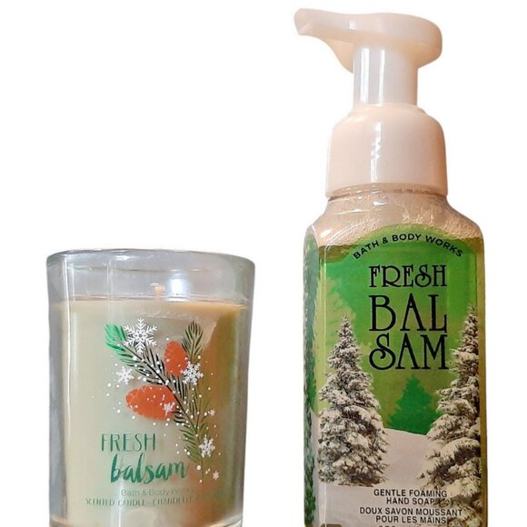 New-Bath & Body Works Fresh Balsam Foaming Hand Soap plus Scented Candle - Picture 2 of 2